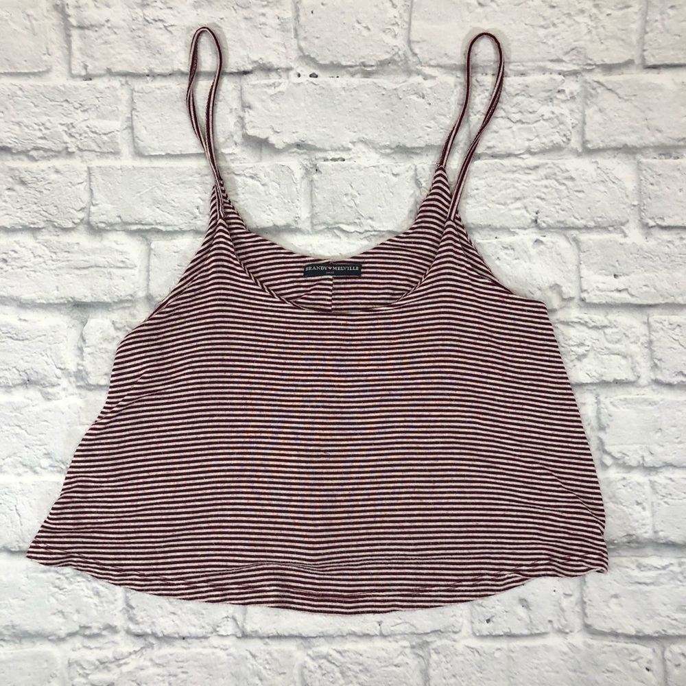 Brandy Melville tank top. Striped. Burgundy. Small